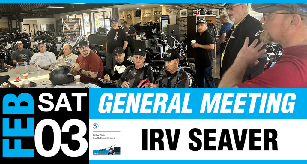 Feb GM @ Irv’s with day ride to Rose Canyon Cafe for Past Presidents’ Breakfast